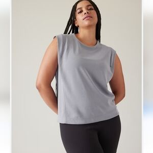 Athleta Seasoft Tank Top Sleeveless Muscle Tee Grey Blue Womens Size XL Stretch